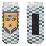 Promotional Checkered Magnetic Neoprene Slim Can Cooler-Full Color