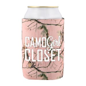 Promotional RealTree® Licensed Pink Camo Can Cooler with Custom Imprint