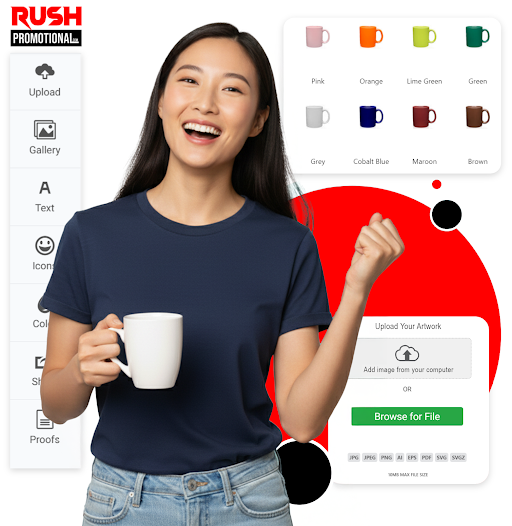 customize your mug with Rush Promotional